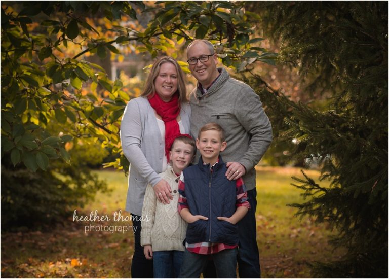 family of four outside in buck county pa