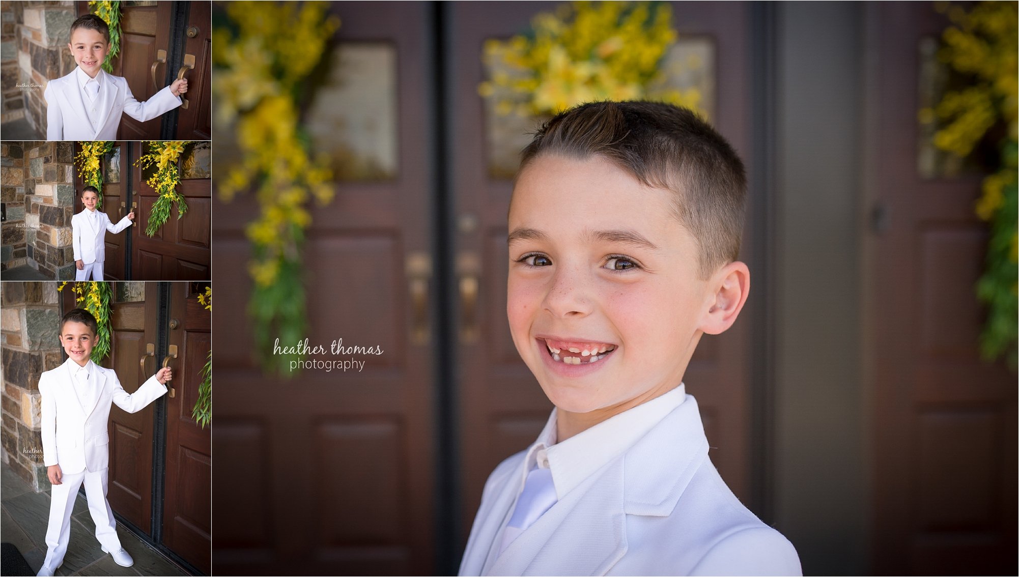 Newtown pa communion photography-9.jpg a 2nd grade boy smiling for his photo shoot with heather thomas photography in newtown pa
