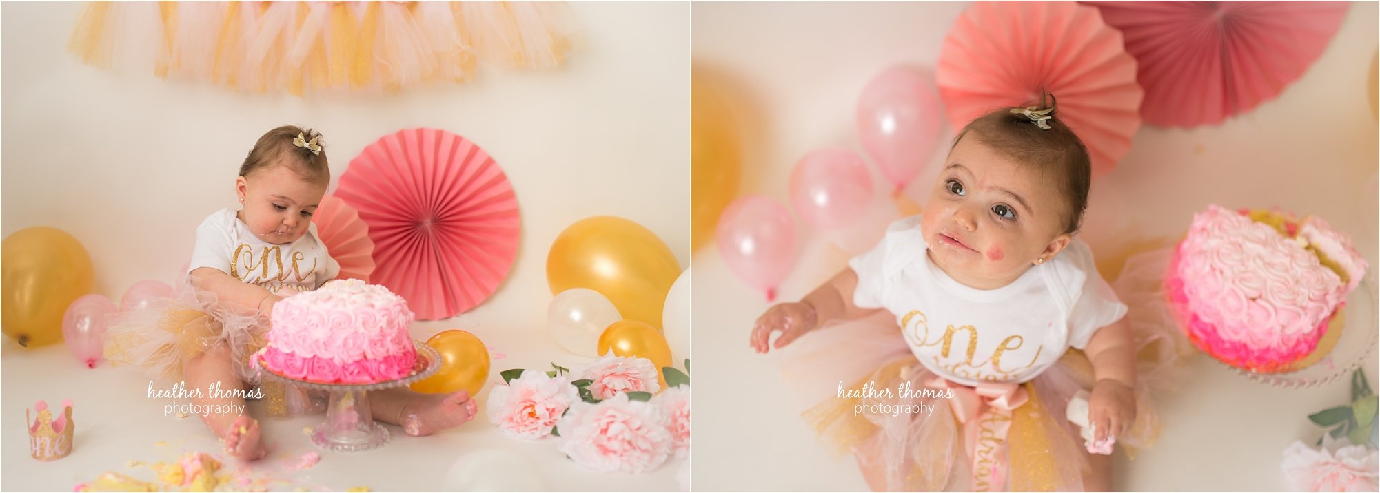 bucks county first birthday photographer-74.jpg a pink and gold cake smash photography session in bucks county pa