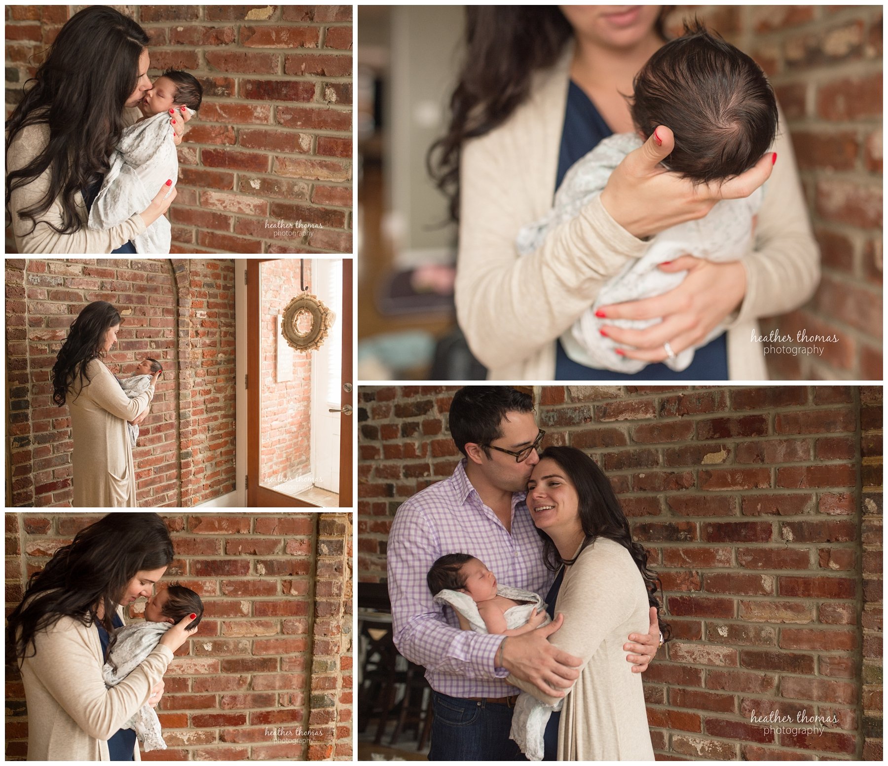 philadelphia lifestyle portraits-33.jpg portraits of a mother holding her 10 day old newborn against a brick wall in philadelphia