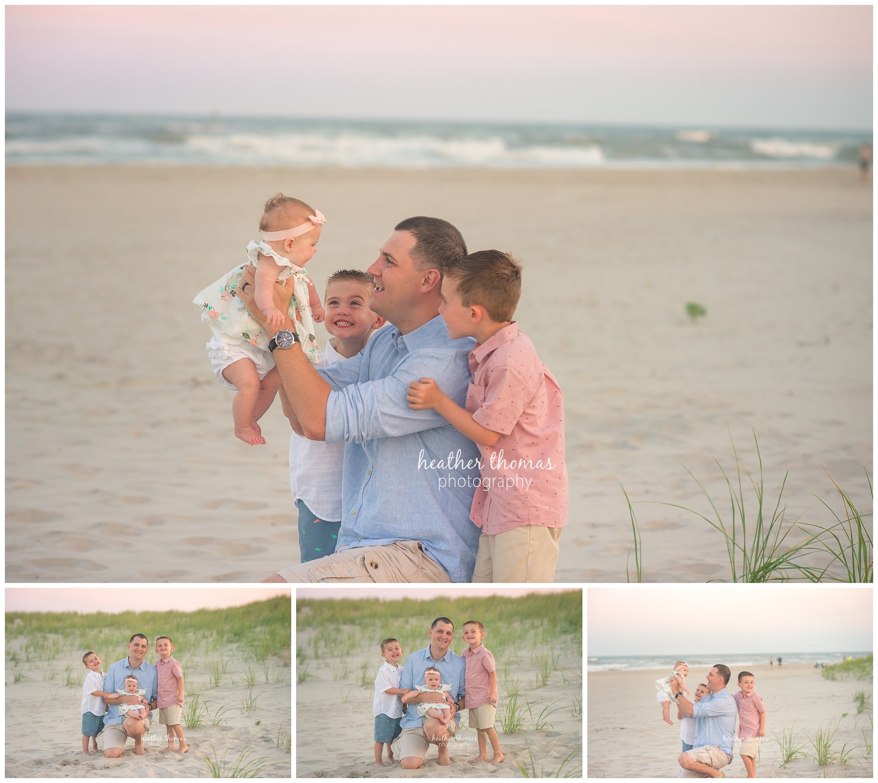 family beach photography ocnj-26.jpg a father with his three kids laughing on the beach in ocean city nj