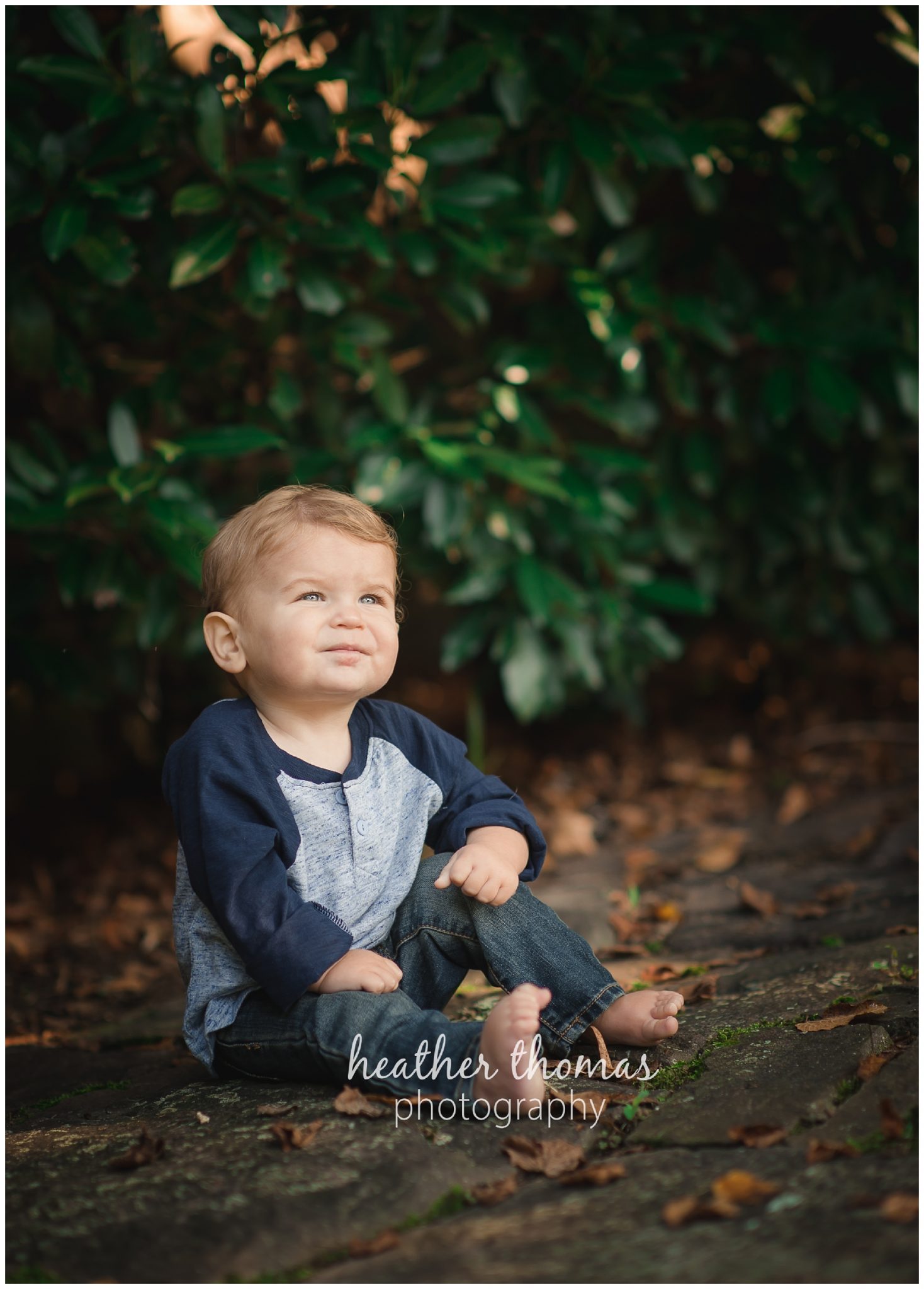cake smash session in bucks county-22.jpg a one year old boy sitting down and looking up at a photo shoot in bucks county, pa with heather thomas photgraphy