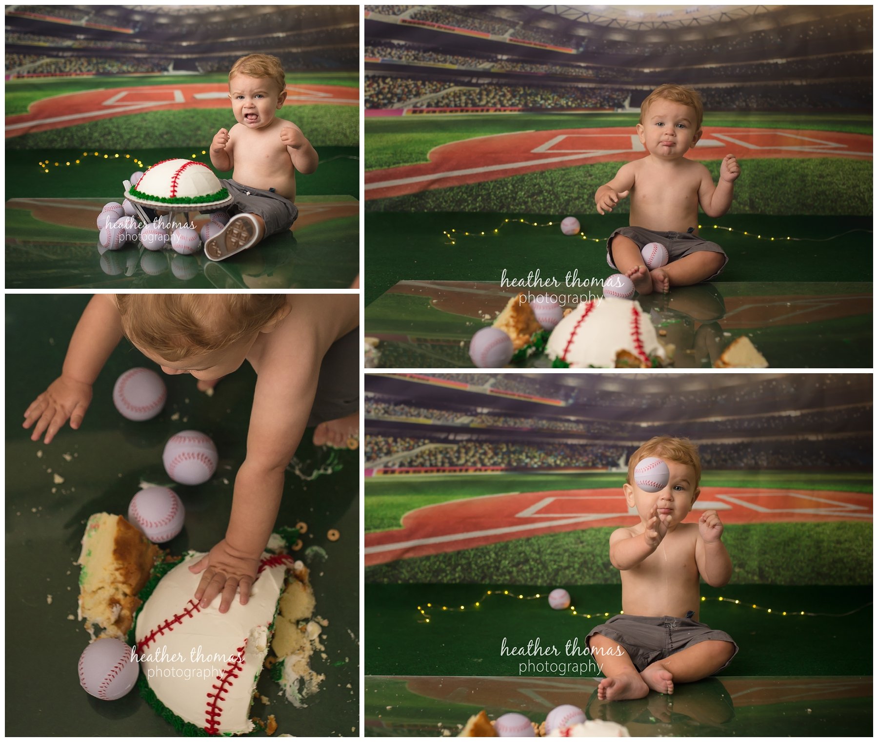 cake smash session in bucks county-37.jpg a 1 year old boy smashing a baseball cake at a photo shoot in philadelphia