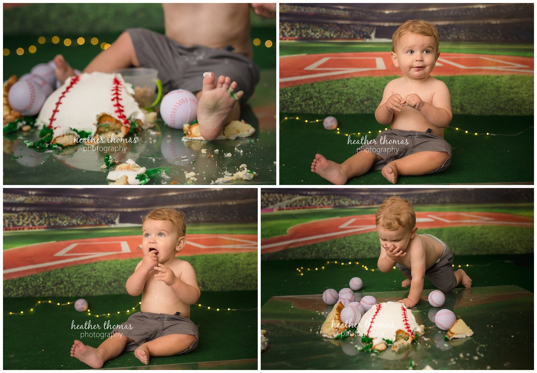 cake smash session in bucks county-68.jpg a boy wearing gray shorts eating cake at a cake smash photo shoot in bucks county