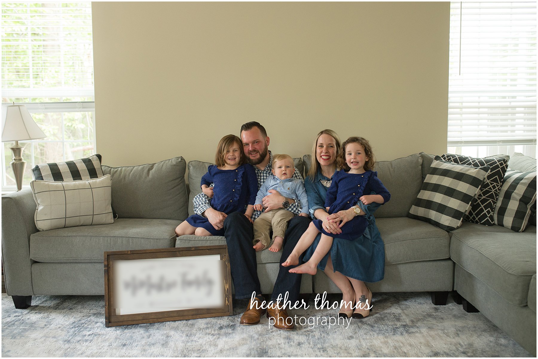 montgomery county family photographer-28.jpg a family of five inside their home in lansdale sitting on the for a photo shoot with heather thomas