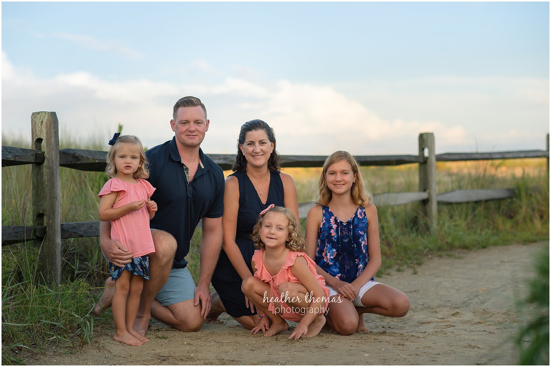 The M Family | OCNJ Family Portraits portrait of family of five on beach in ocean city nj