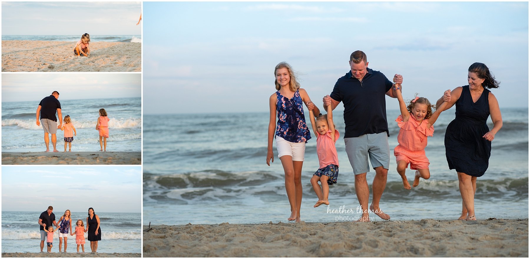 The M Family | OCNJ Family Portraits portrait of family of five on beach in ocean city nj