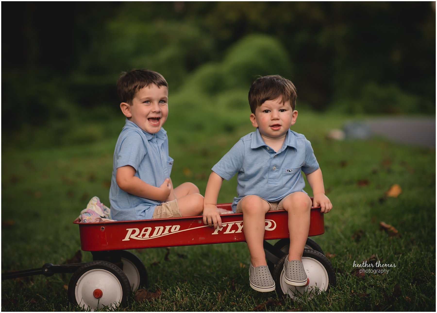 family photo shoot in bensalem pa-23.jpg sibling portrait on red wagon