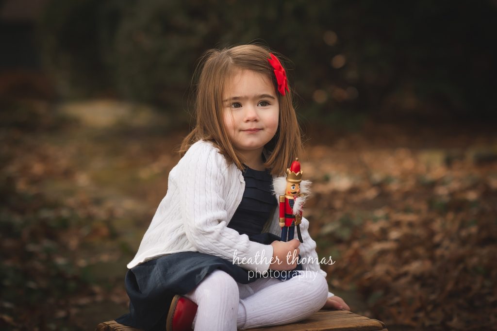Cousin Christmas Portraits in Bucks County | Washington Crossing Photographer young girl portrait outdoors by heather thomas