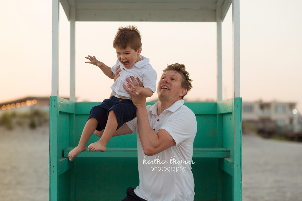 Family Photo Session in Ocean City, NJ dad and toddler at the beach in ocean city
