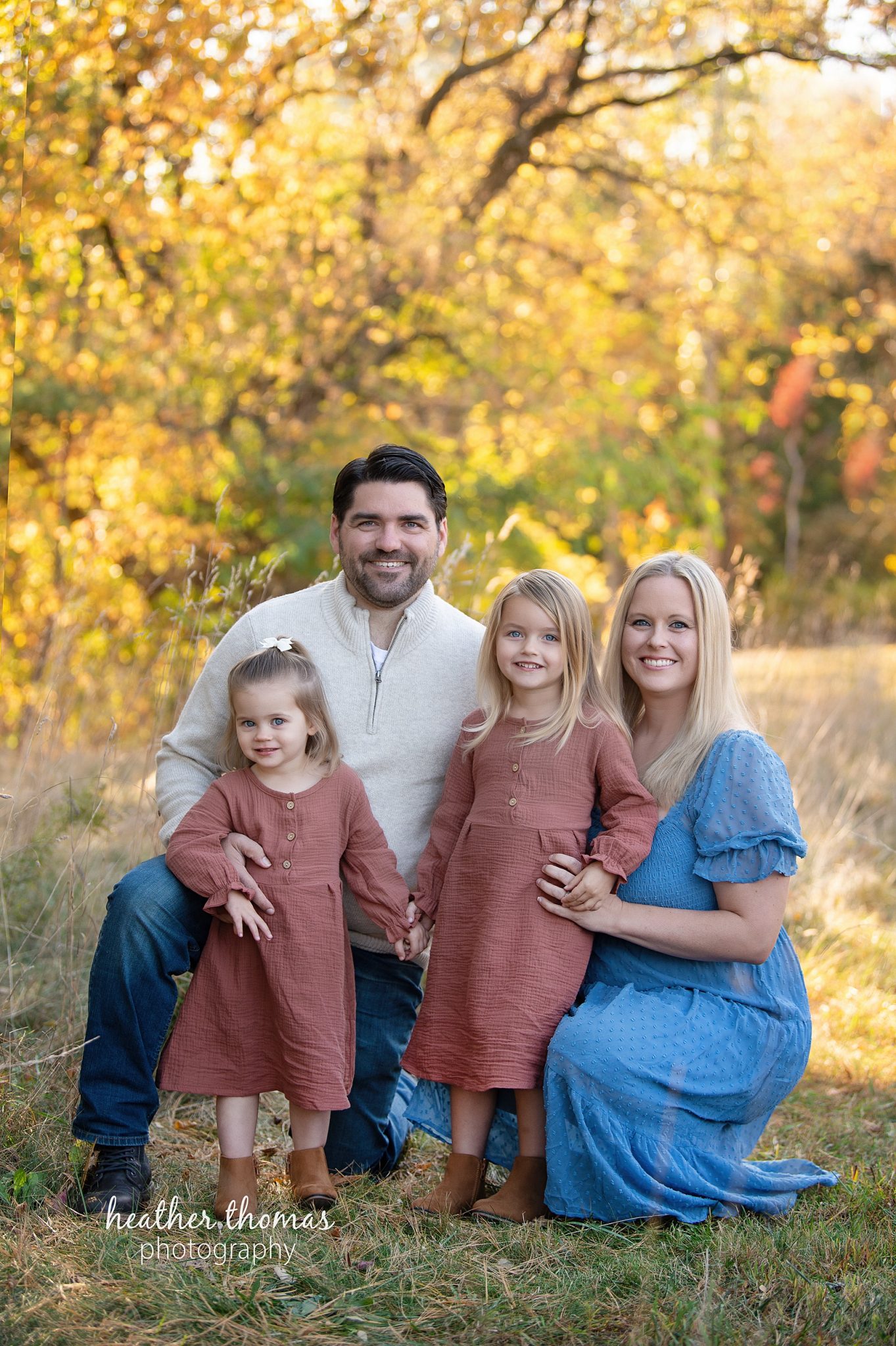 Bucks-County-Family-Photographer-Heather-Thomas-Photography-4.jpg a family wearing blue and brown at a Tyler State Park Family Photography Session