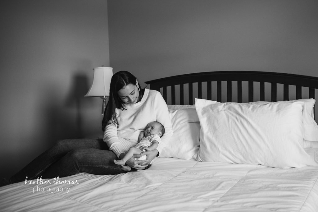 How to Prepare for an In-Home Shoot | Newborn Photography Philadelphia mother snuggles baby learning how to prepare for an in-home shoot