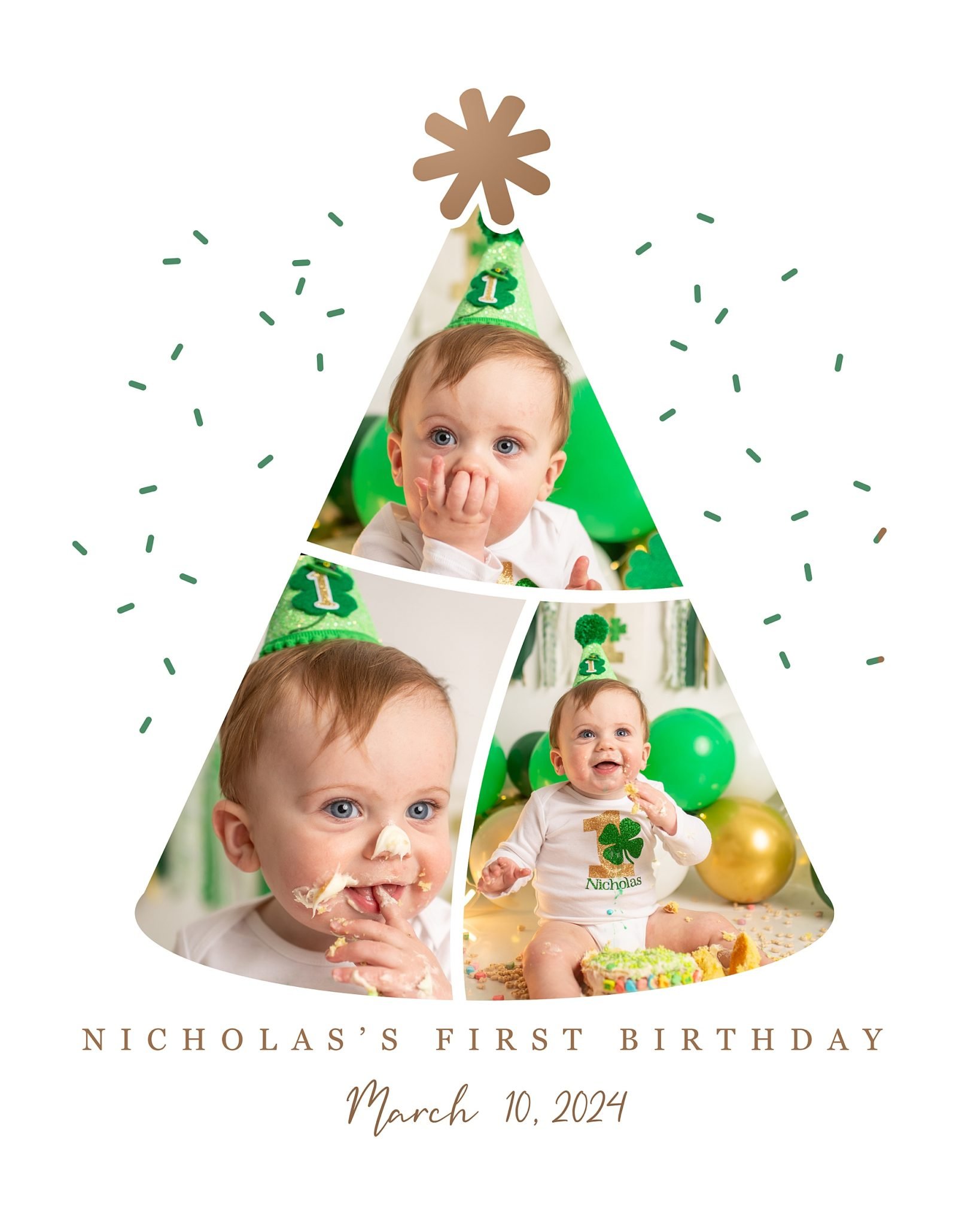 NicholasCollage.jpg a boy smashing a birthday cake at a photo shoot with heather thomas photography