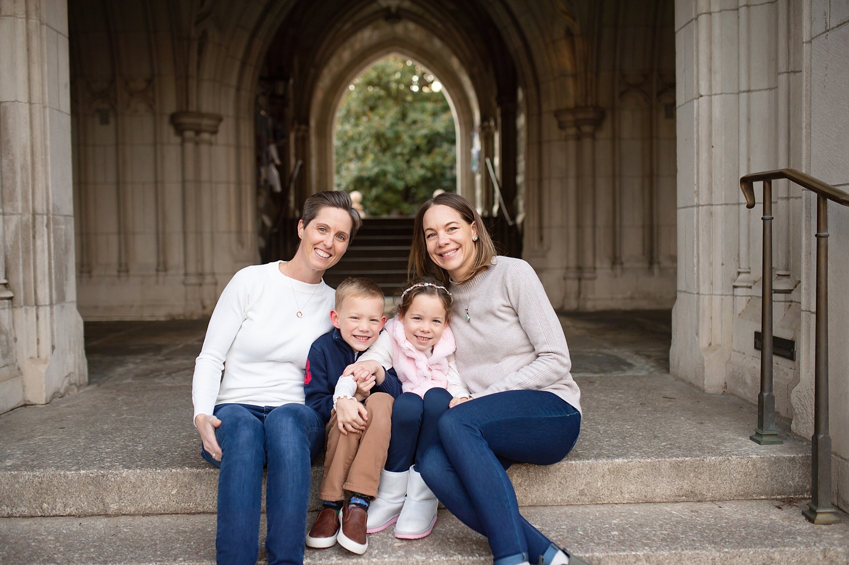 Princeton - Family - Photographer - Heather - Thomas-26.jpg parents hold their little ones on steps by Heather Thomas photography